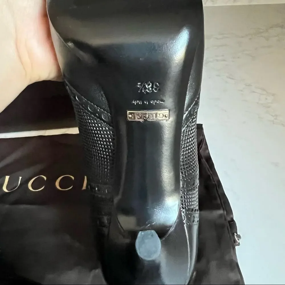 New Gucci Malaga Black Ankle Bootie Pointed Toe Womens size 38 1/2 (EU)